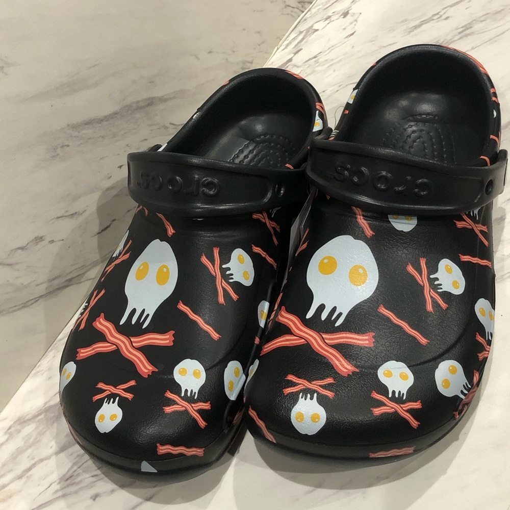 Crocs Bistro Graphic Clog Black Eggs Bacon Unisex - Picture 7 of 10
